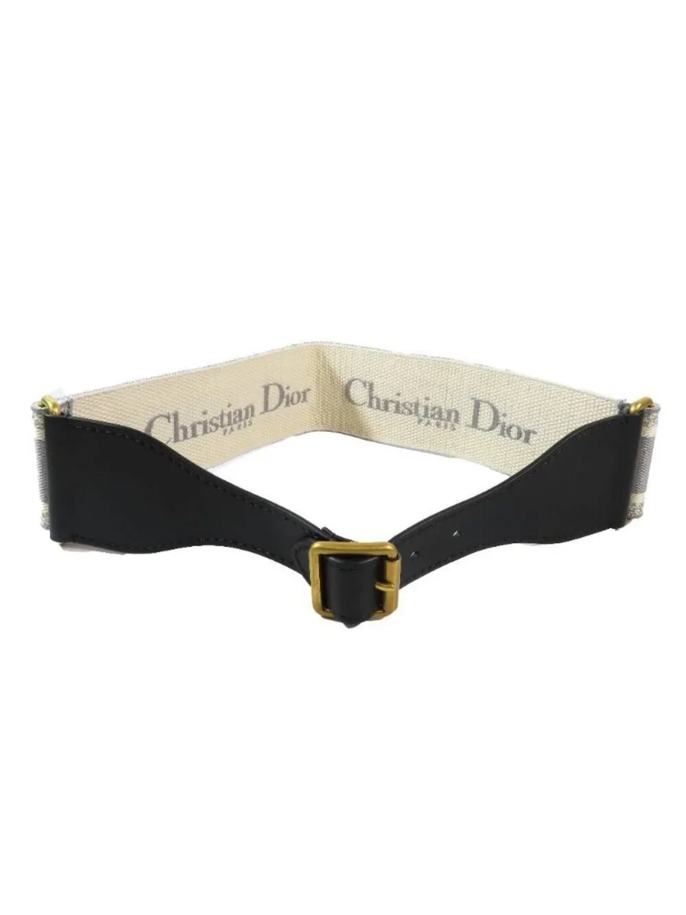 Dior Embroidery Logo Canvas Maxi Belt 75 Gray